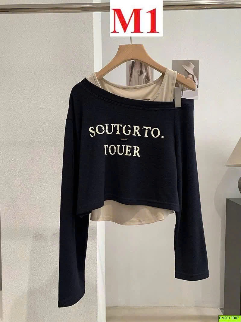ÁO CROPTOP LỆCH VAI 2 LỚP KEKEZOON