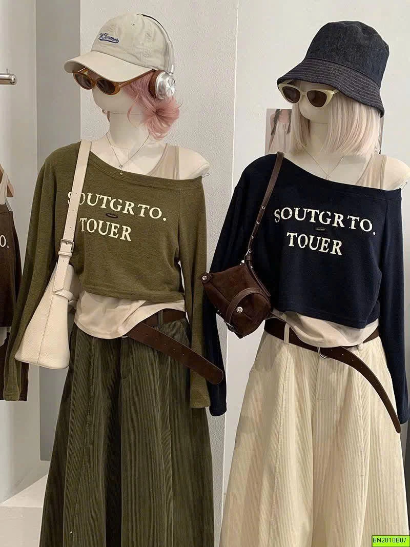 ÁO CROPTOP LỆCH VAI 2 LỚP KEKEZOON