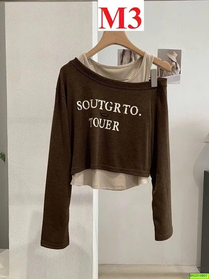 ÁO CROPTOP LỆCH VAI 2 LỚP KEKEZOON