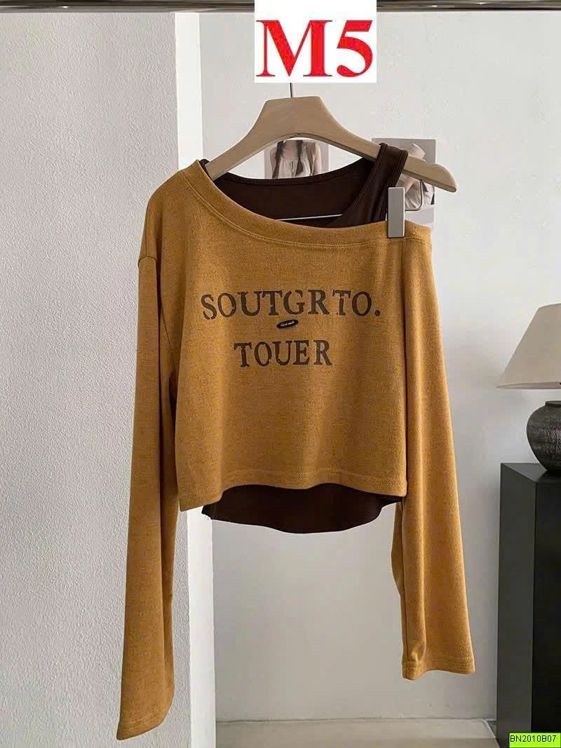 ÁO CROPTOP LỆCH VAI 2 LỚP KEKEZOON