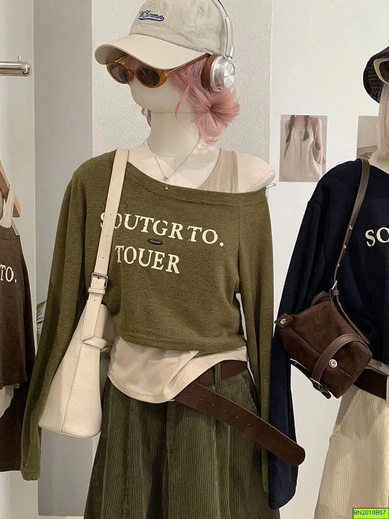 ÁO CROPTOP LỆCH VAI 2 LỚP KEKEZOON