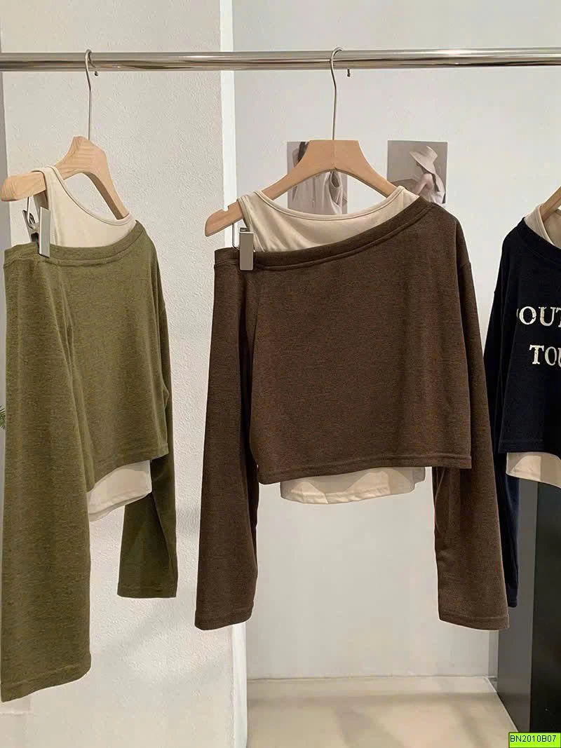 ÁO CROPTOP LỆCH VAI 2 LỚP KEKEZOON