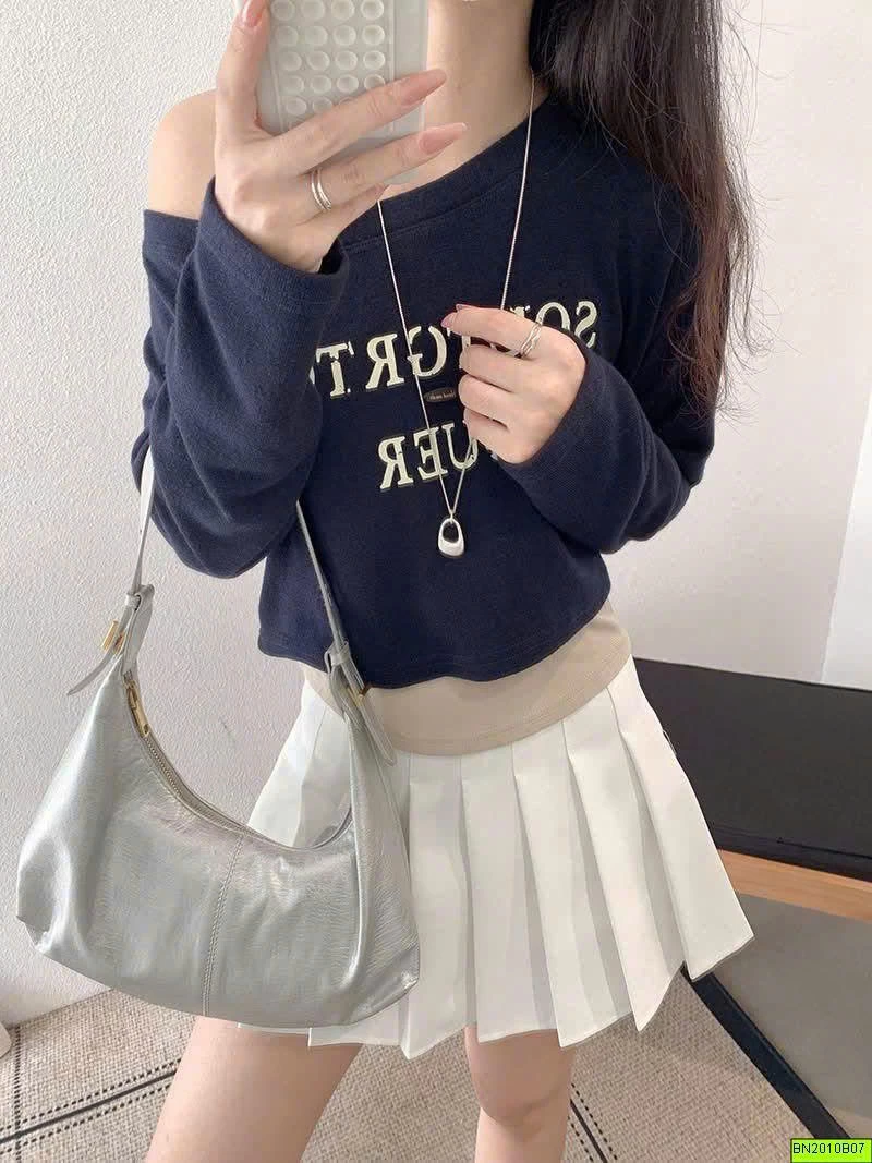 ÁO CROPTOP LỆCH VAI 2 LỚP KEKEZOON