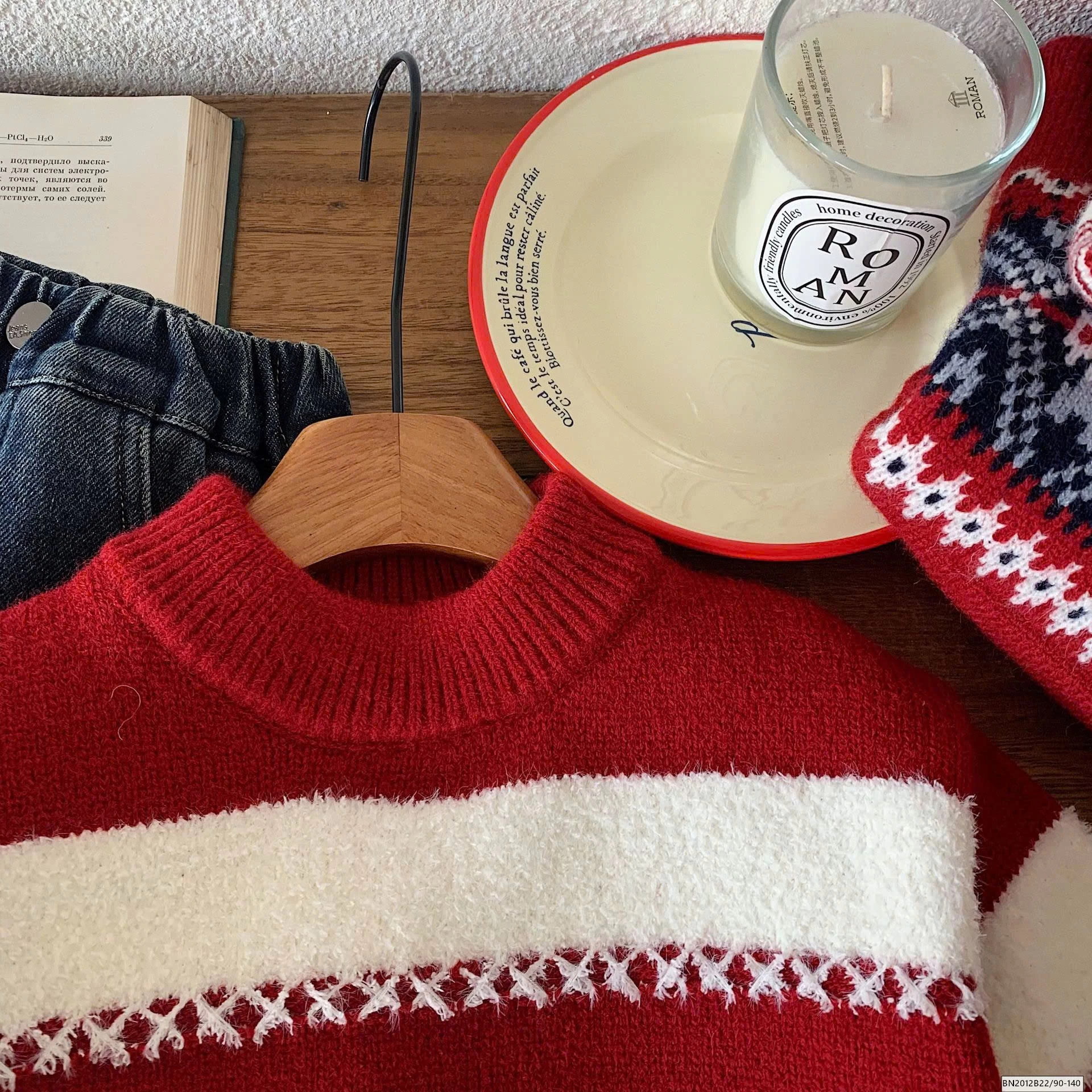 ÁO LEN TẾT 2026 KẺ NGÀNG ĐỎ TRẮNG