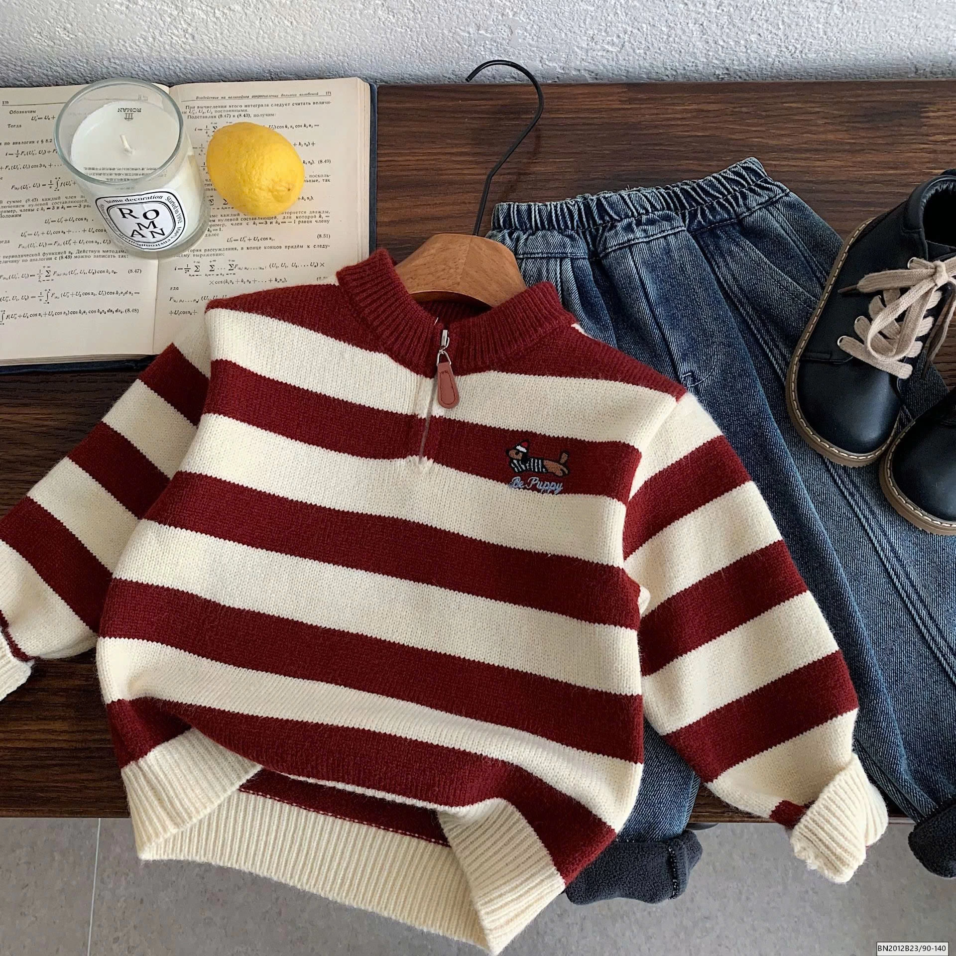 ÁO LEN TẾT 2026 KẺ NGÀNG ĐỎ TRẮNG