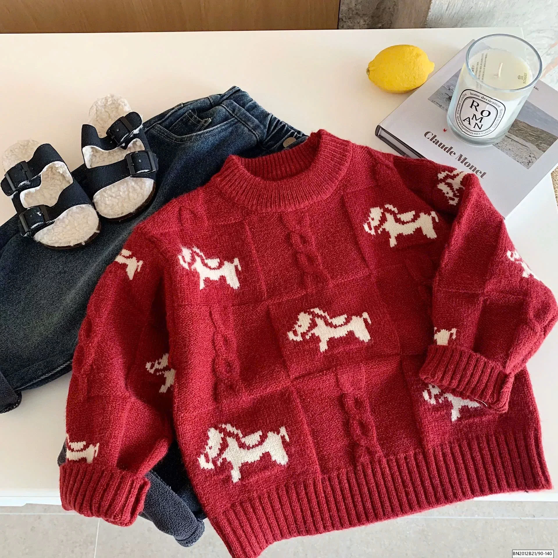 ÁO LEN THỪNG NGỰA ĐỎ CỔ TRÒN