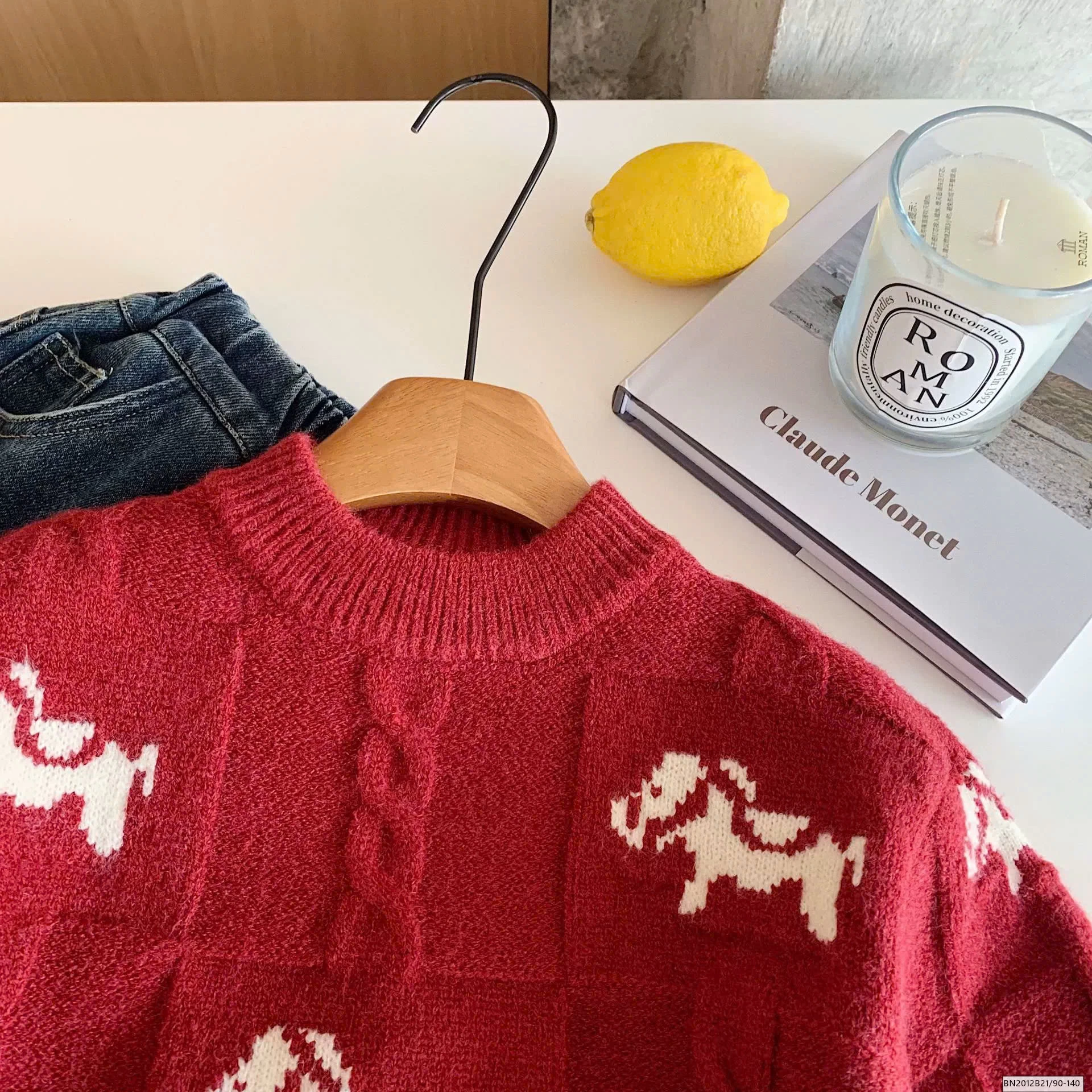 ÁO LEN THỪNG NGỰA ĐỎ CỔ TRÒN