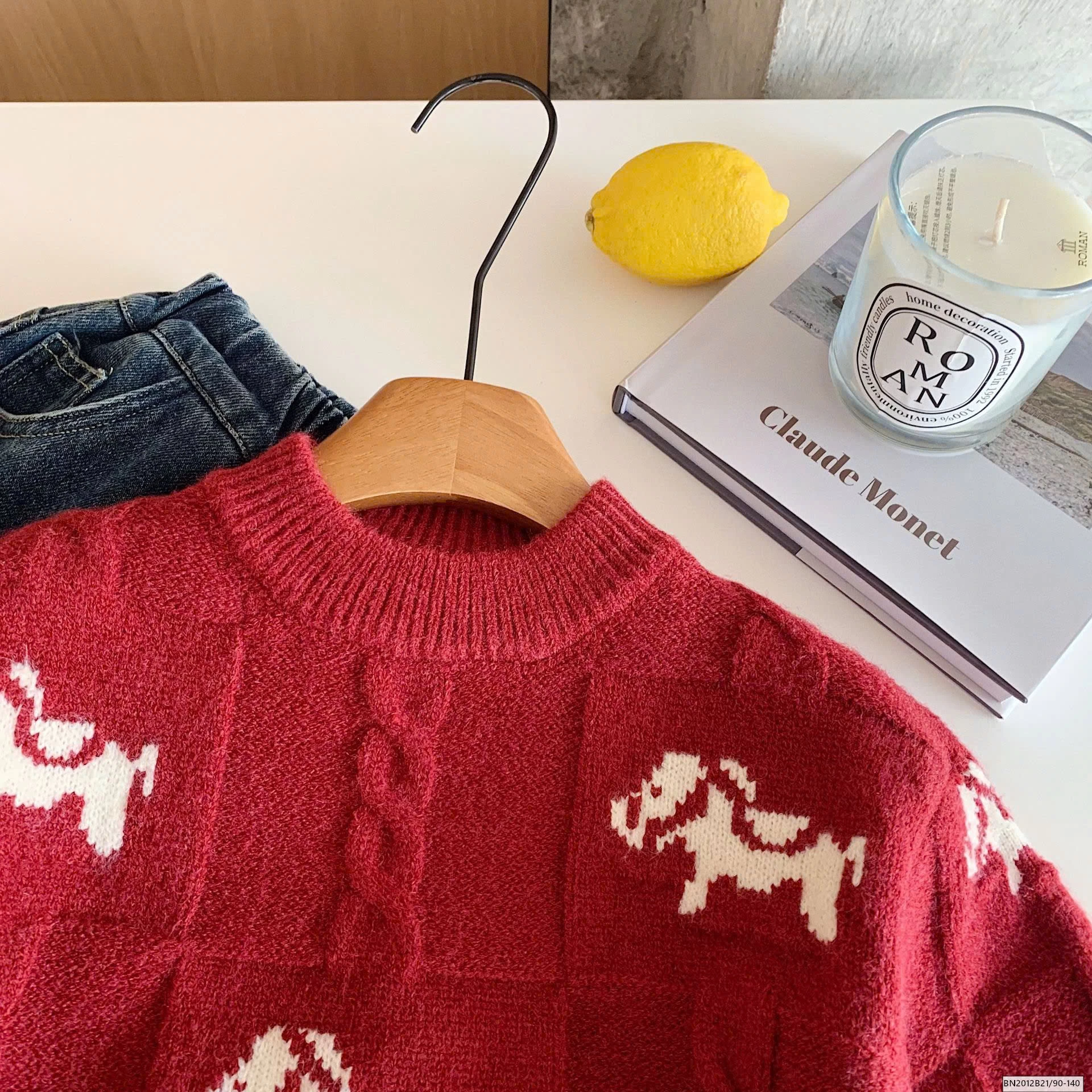 ÁO LEN THỪNG NGỰA ĐỎ CỔ TRÒN