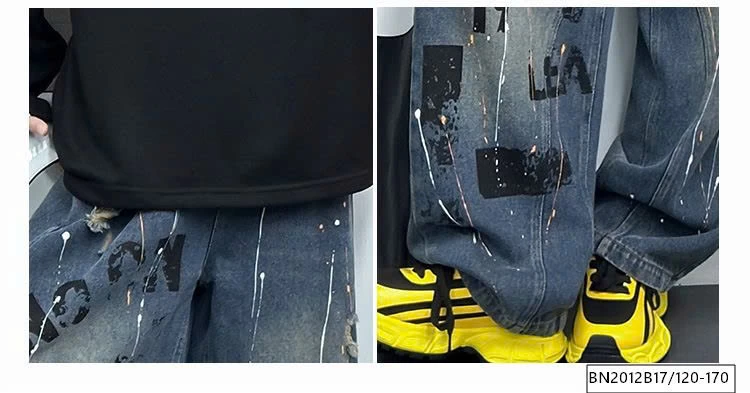 SÉT ÁO ĐEN THỂ THAO MIX QUÀN JEAN RÁCH IN CHỮ