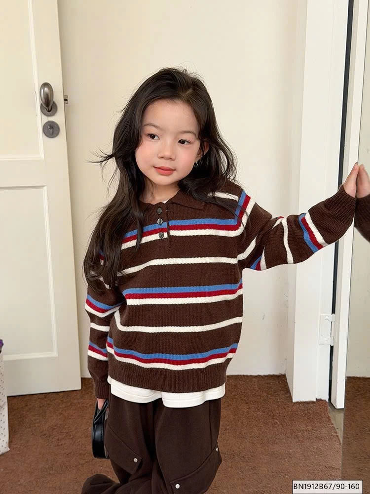 ÁO LEN KẺ NGANG CỔ POLO AMBB  25H162