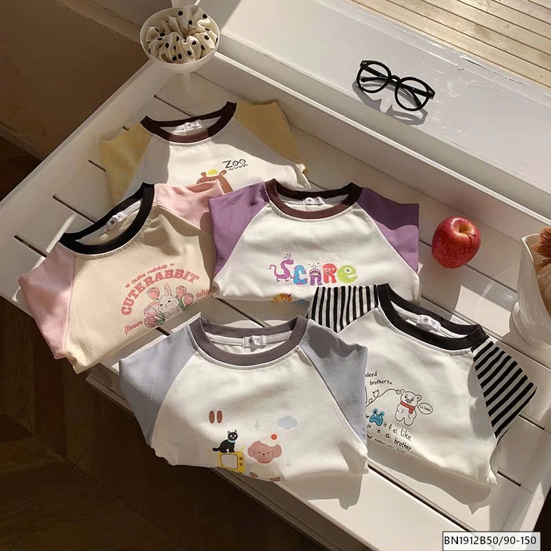 ÁO THUN DÀI TAY PHỐI MÀU HOẠT HÌNH