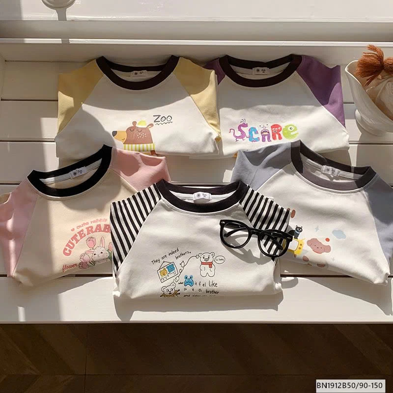 ÁO THUN DÀI TAY PHỐI MÀU HOẠT HÌNH