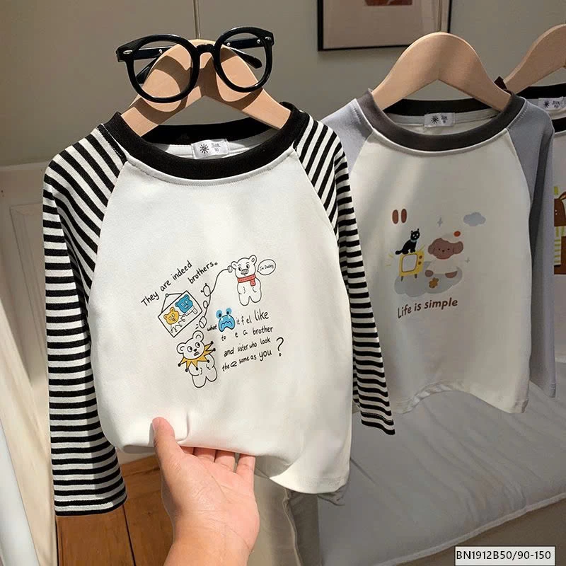 ÁO THUN DÀI TAY PHỐI MÀU HOẠT HÌNH