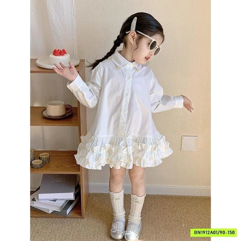 ĐẦM SƠ MI CHÂN VÁY VIỀN BÈO