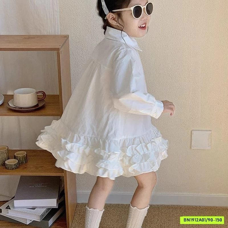 ĐẦM SƠ MI CHÂN VÁY VIỀN BÈO