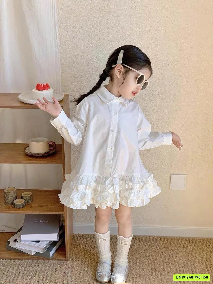 ĐẦM SƠ MI CHÂN VÁY VIỀN BÈO