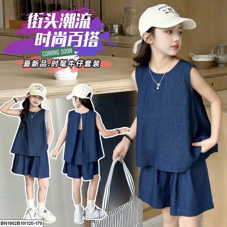 SÉT DENIM SÁT NÁCH BÉ GÁI MÙA HÈ