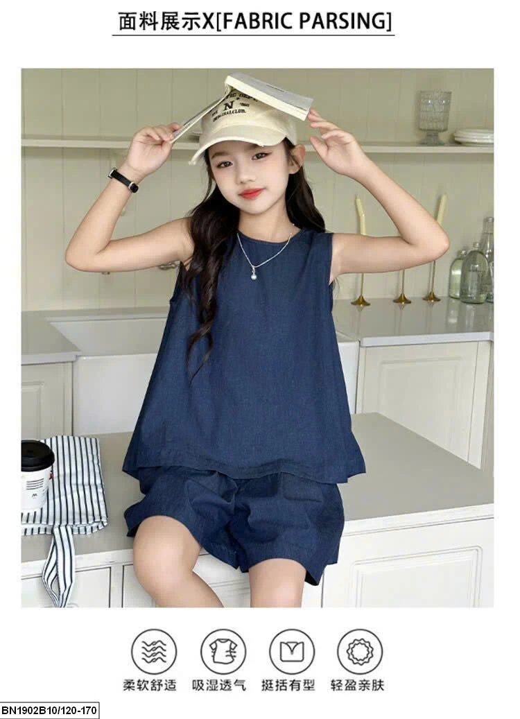 SÉT DENIM SÁT NÁCH BÉ GÁI MÙA HÈ