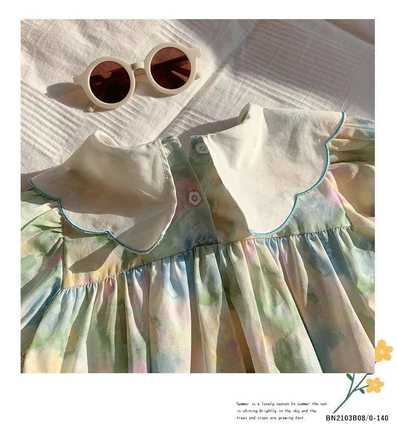 ĐẦM HOA BABYDOLL CỔ SEN