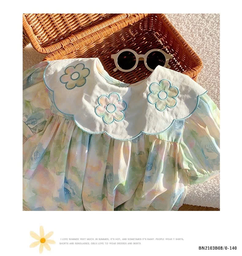 ĐẦM HOA BABYDOLL CỔ SEN