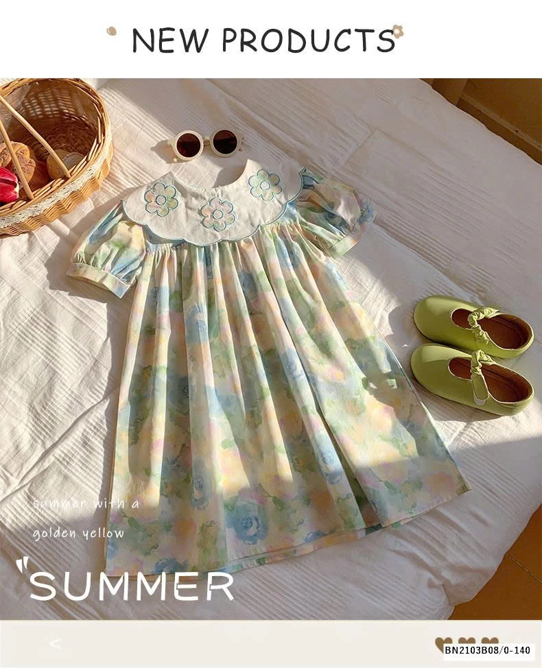 ĐẦM HOA BABYDOLL CỔ SEN