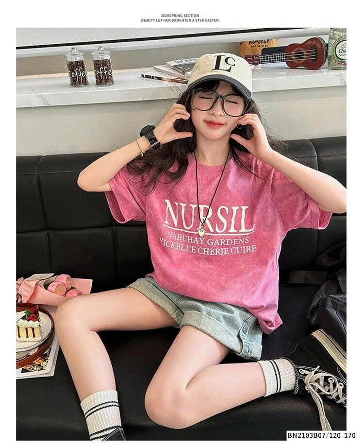 SÉT ÁO THUN CHỮ NURSIL MIX QUẦN SHORT JEAN GẤP GẤU