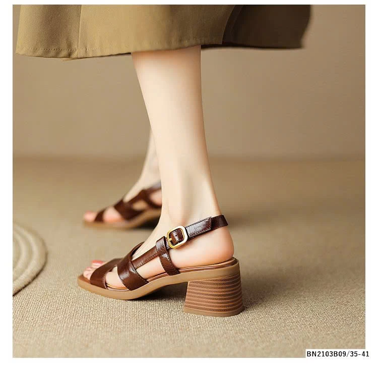 SANDAL QUAI CHÉO ĐẾ VUÔNG