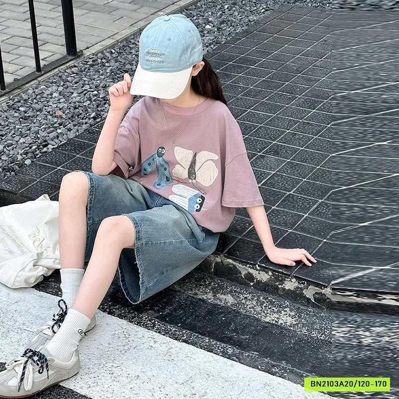 ÁO THUN HỒNG MIX JEANS LỬNG BG SZ ĐẠI