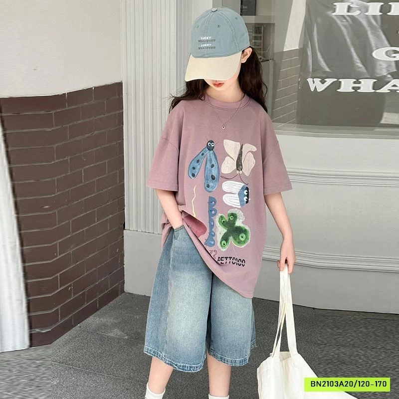 ÁO THUN HỒNG MIX JEANS LỬNG BG SZ ĐẠI