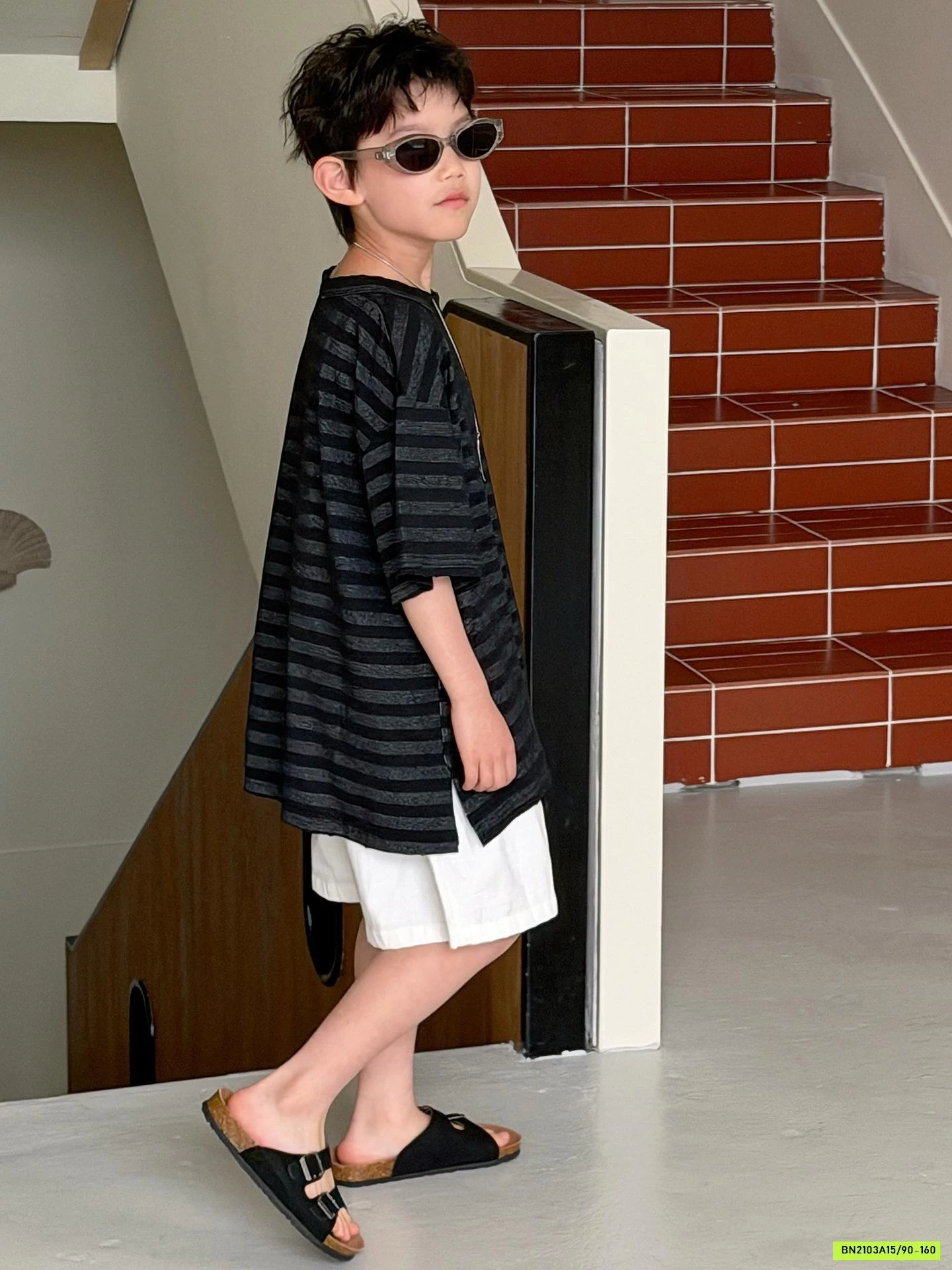 ÁO THUN KẺ XÁM ĐEN