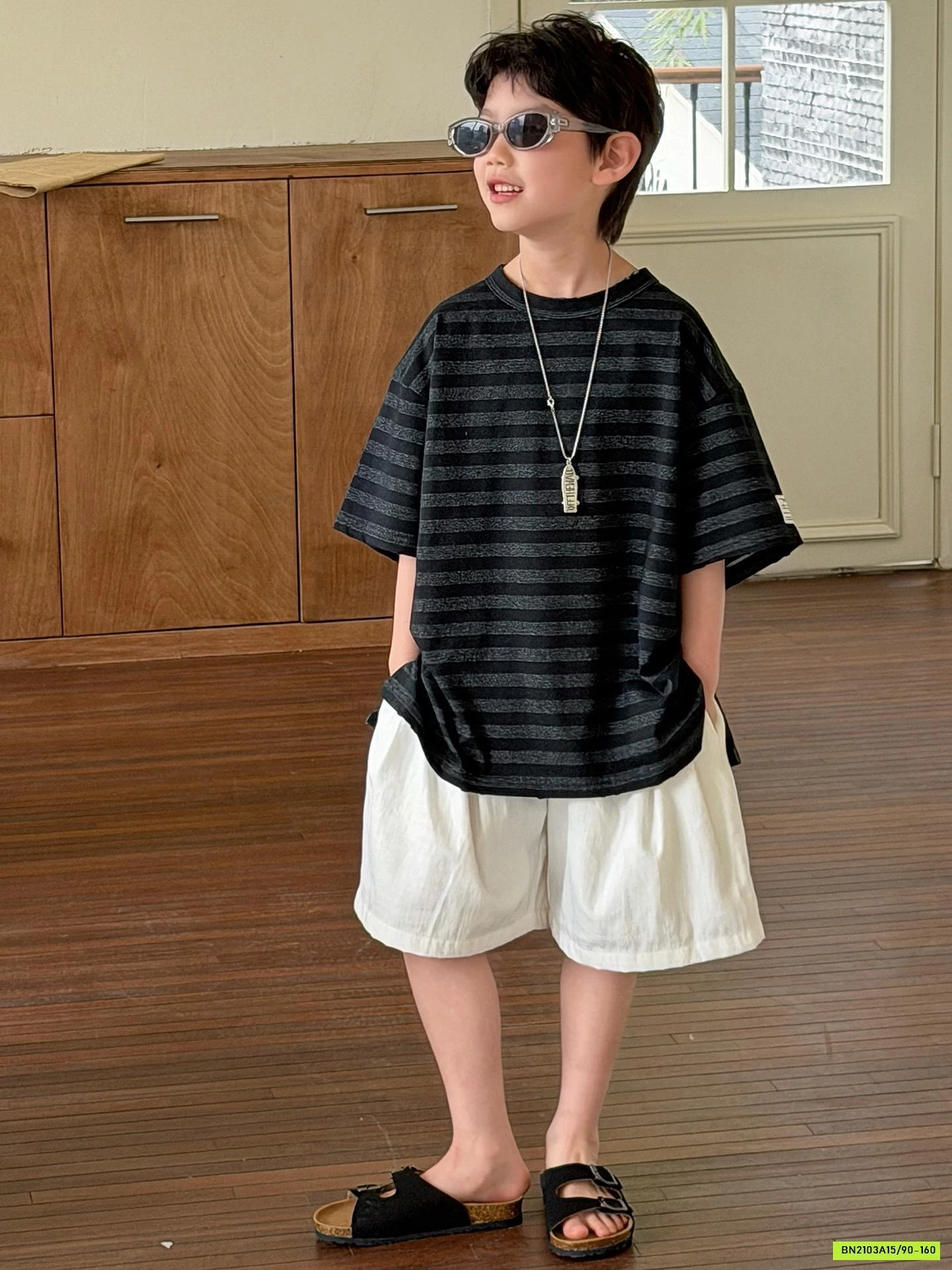 ÁO THUN KẺ XÁM ĐEN