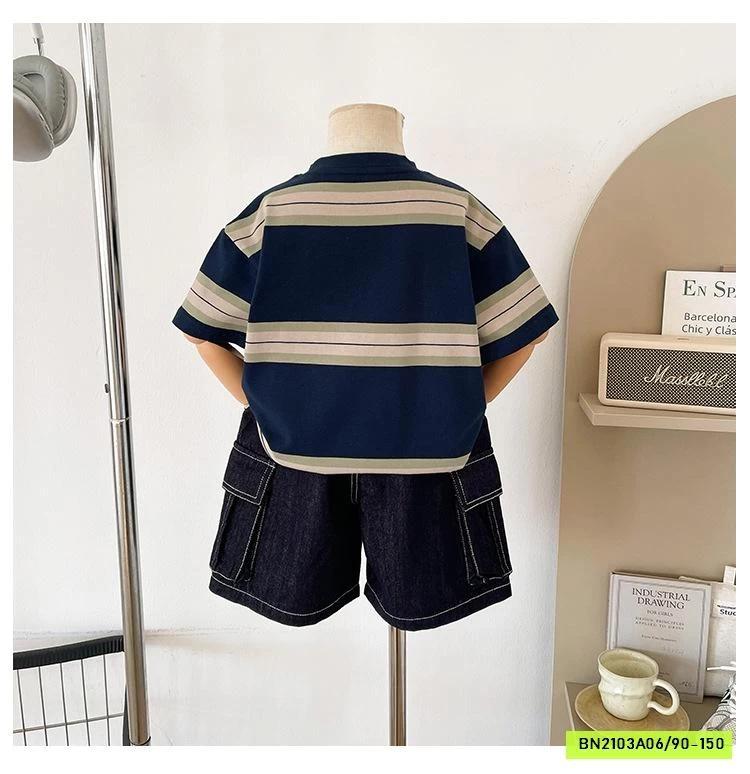 ÁO THUN PHỐI KẺ TÚI NGỰC CHUANCHUANMA