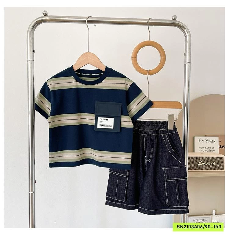 ÁO THUN PHỐI KẺ TÚI NGỰC CHUANCHUANMA