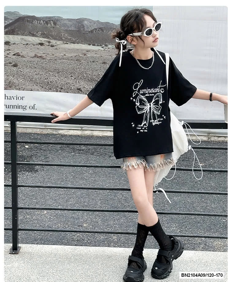 ÁO ĐEN NƠ MIX SHORT JEANS SZ ĐẠI