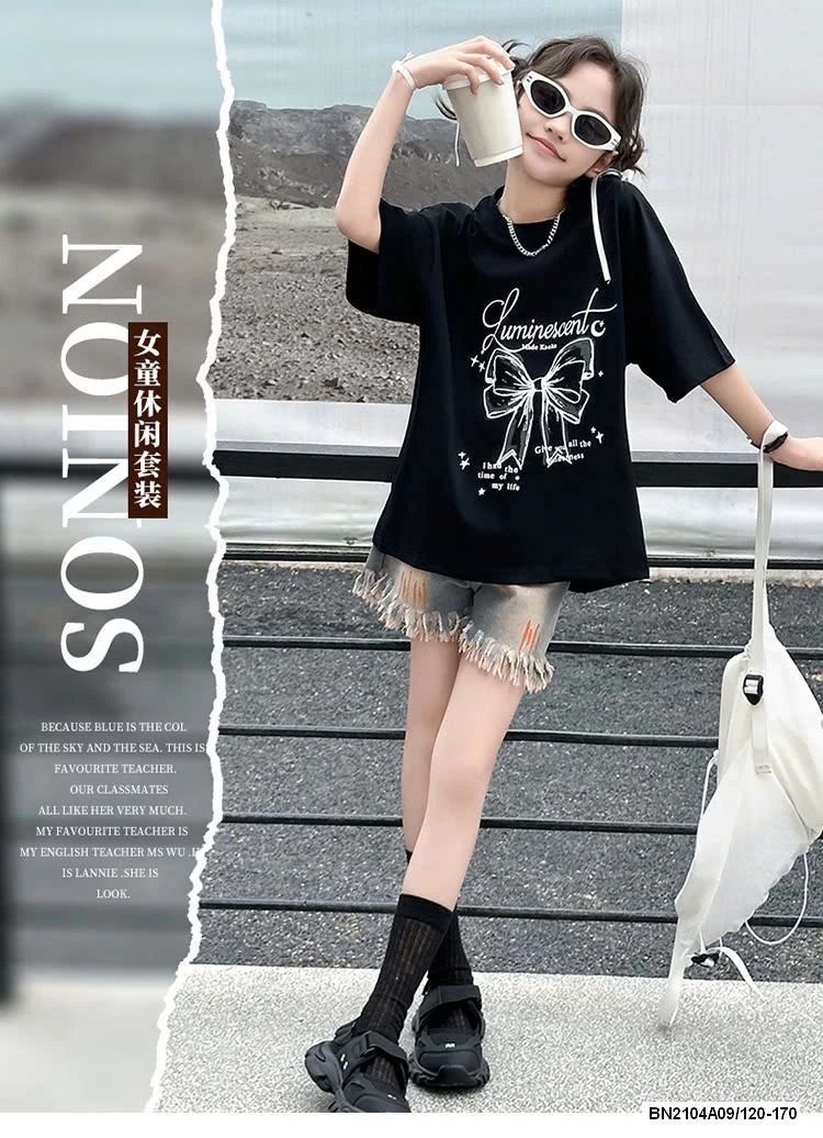 ÁO ĐEN NƠ MIX SHORT JEANS SZ ĐẠI