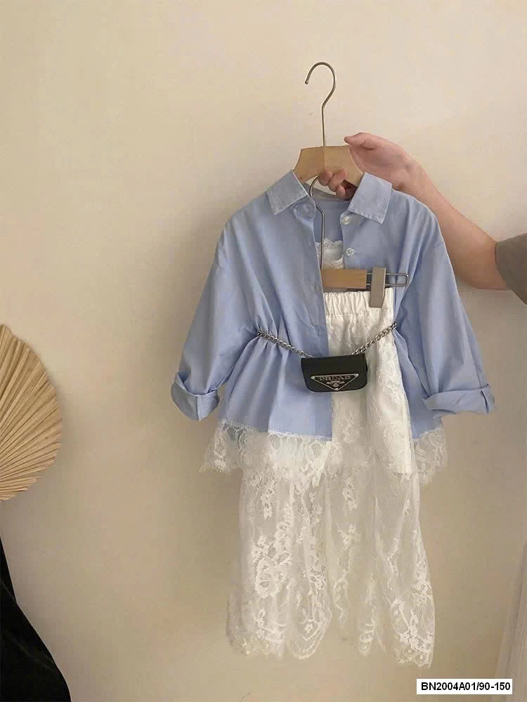 SÉT SƠ MI XANH MIX CV REN