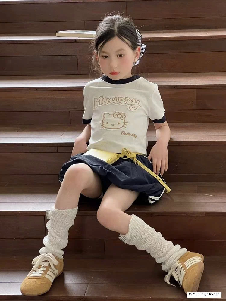 SÉT ÁO THUN KITTY MIX QUẦN BÍ XANH THAN