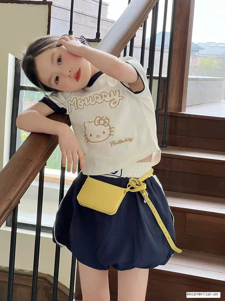 SÉT ÁO THUN KITTY MIX QUẦN BÍ XANH THAN