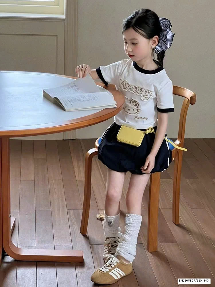 SÉT ÁO THUN KITTY MIX QUẦN BÍ XANH THAN