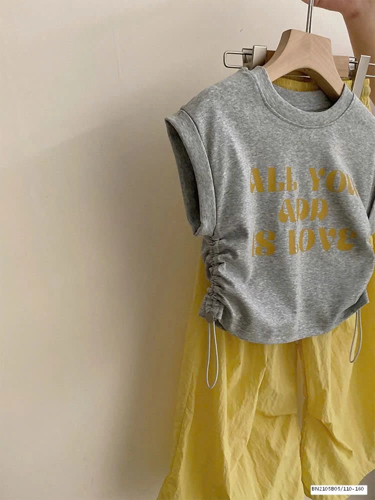 SÉT ÁO THUN RÚT EO MIX QUẦN GIÓ VÀNG