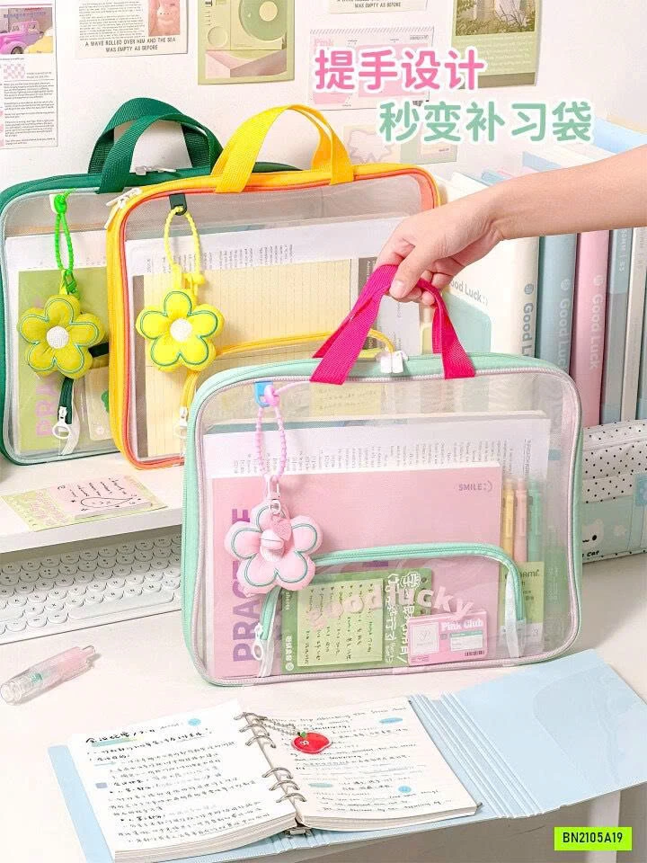 TÚI HỌC THÊM KÈM MÓC HOA XINH