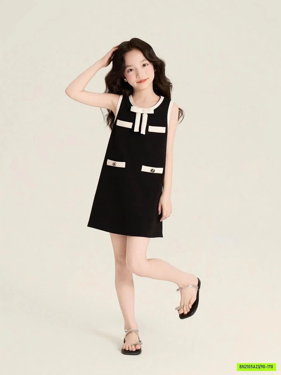 ĐẦM SUÔNG ĐEN PHỐI VIỀN AINI