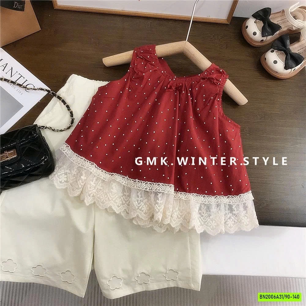 SÉT ÁO ĐỎ BI MIX QUẦN SUÔNG TRẮNG