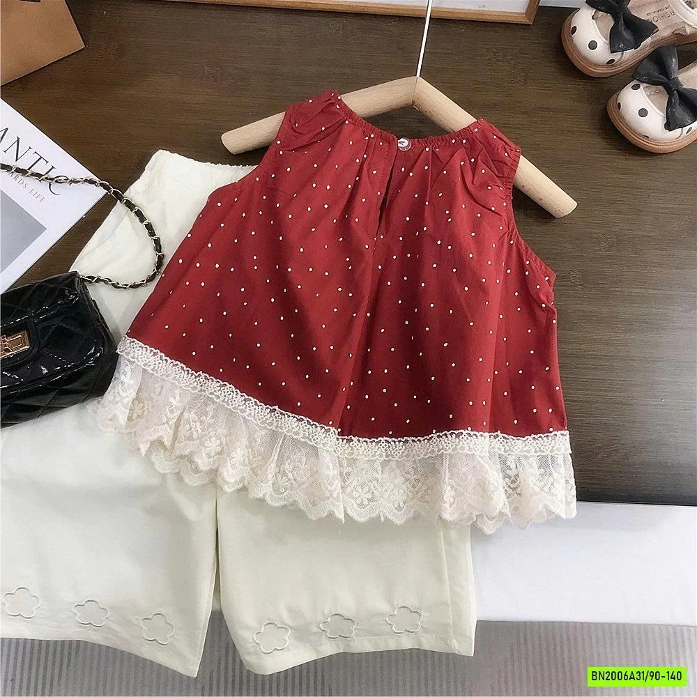 SÉT ÁO ĐỎ BI MIX QUẦN SUÔNG TRẮNG