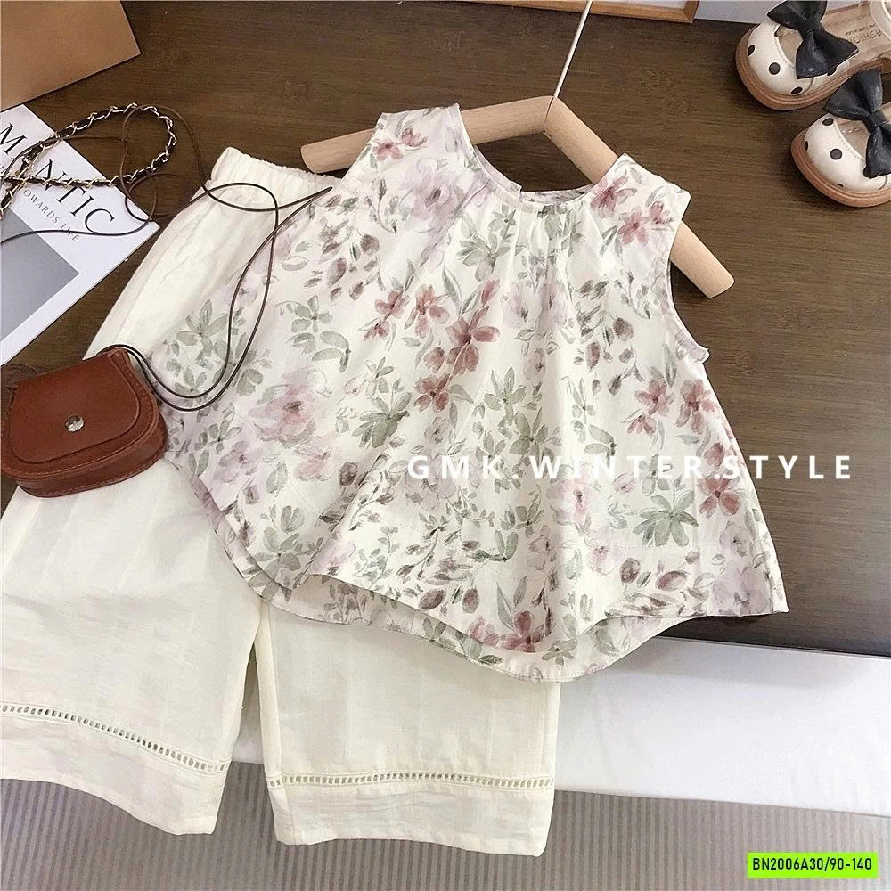 SÉT ÁO HOA MIX QUẦN SUÔNG TRẮNG