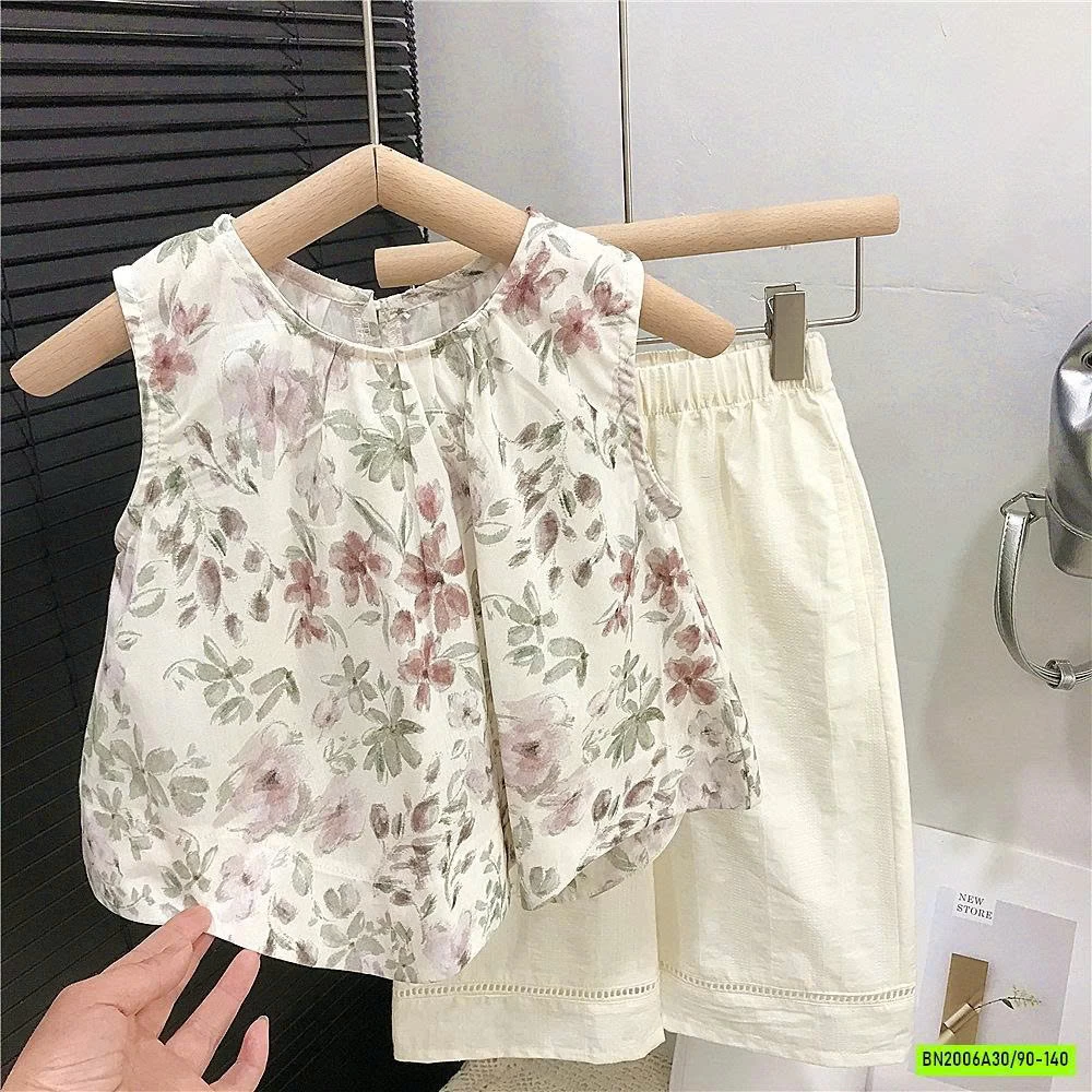 SÉT ÁO HOA MIX QUẦN SUÔNG TRẮNG