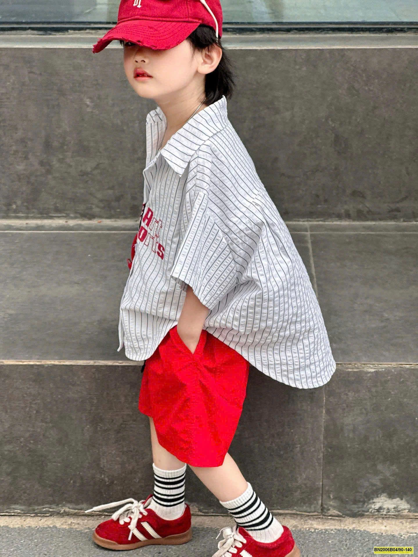 SET ÁO SƠ MI MIX SHORT ĐỎ CHO MẸ VÀ BÉ