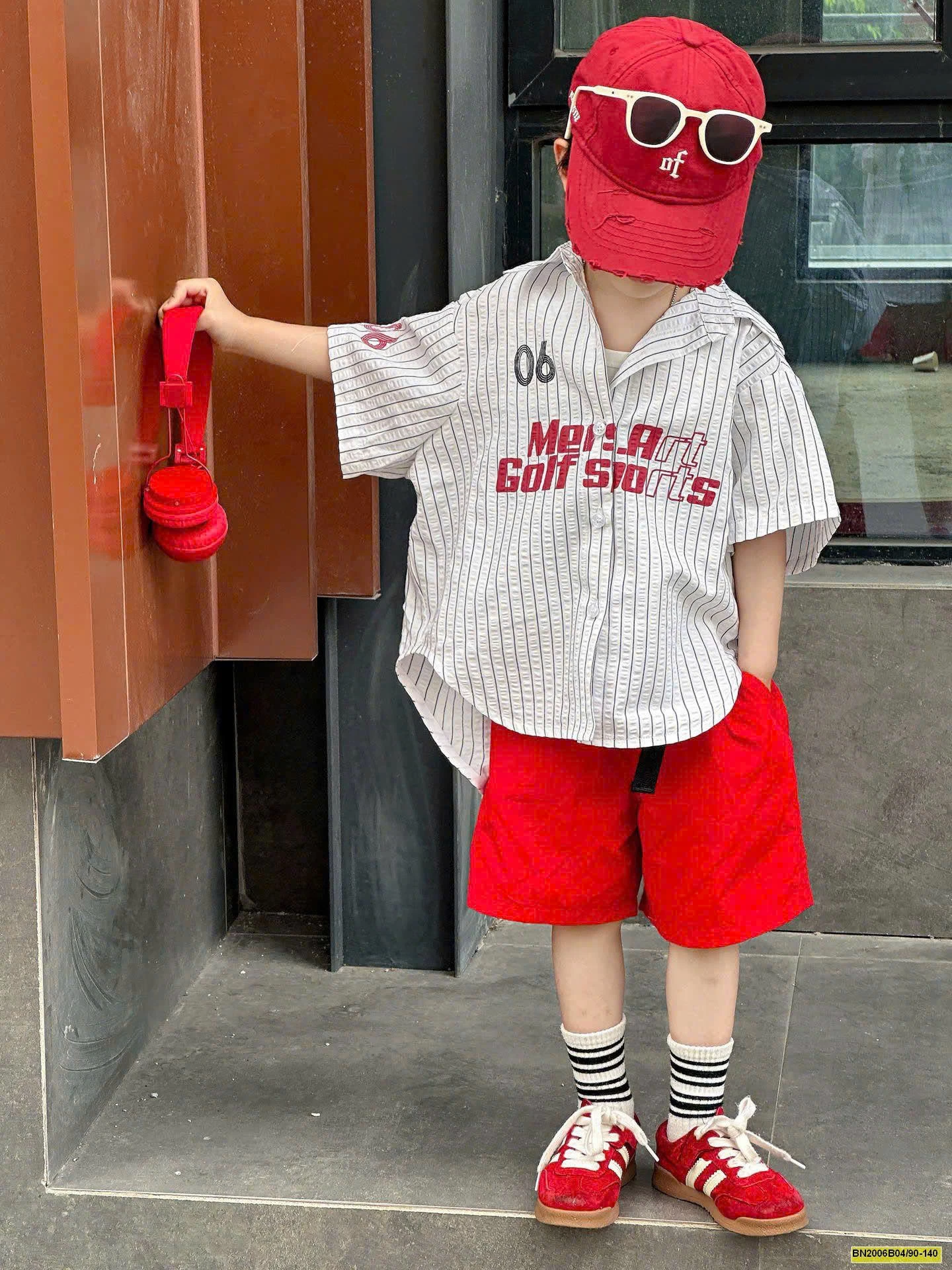 SET ÁO SƠ MI MIX SHORT ĐỎ CHO MẸ VÀ BÉ
