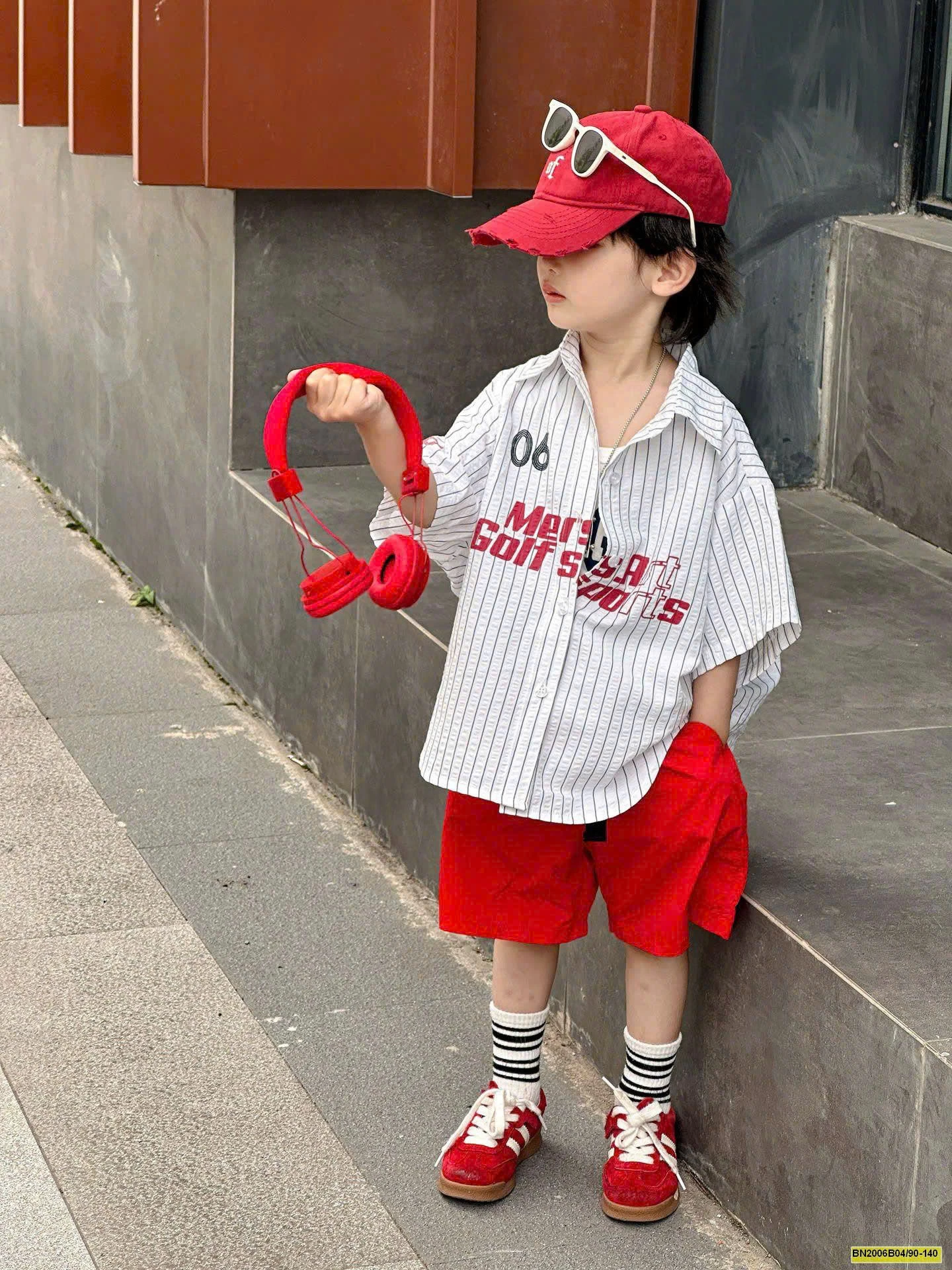 SET ÁO SƠ MI MIX SHORT ĐỎ CHO MẸ VÀ BÉ