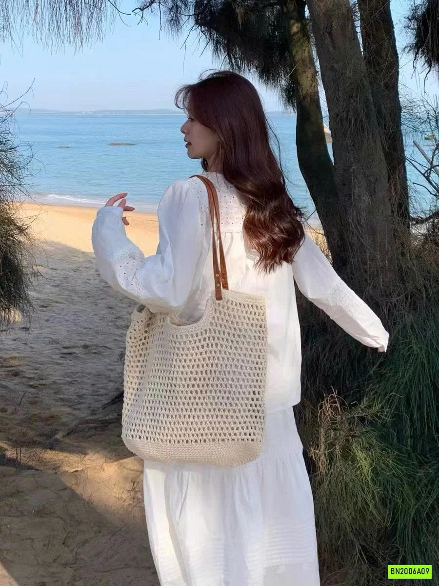 TÚI LƯỚI DỆT QUAI DA